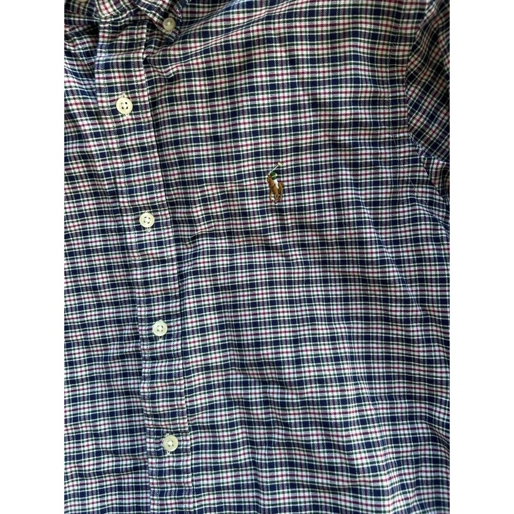 Ralph Lauren Men’s Dress Shirt Size M Medium Navy Blue Plaid Pony Logo 15/33 - Picture 6 of 6